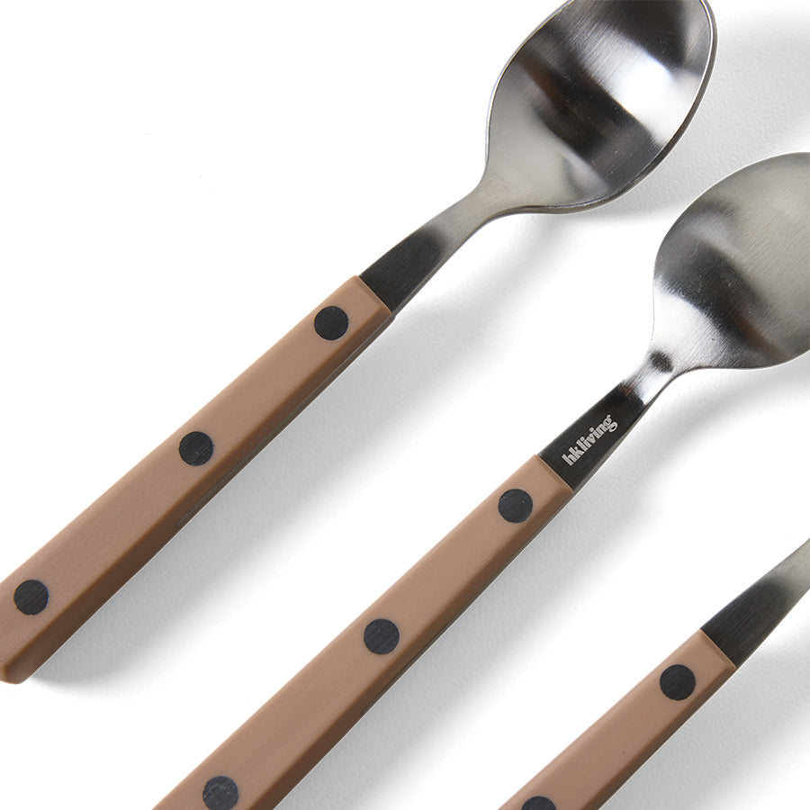 HKLIVING 70s cutlery tea spoons taupe set of 4