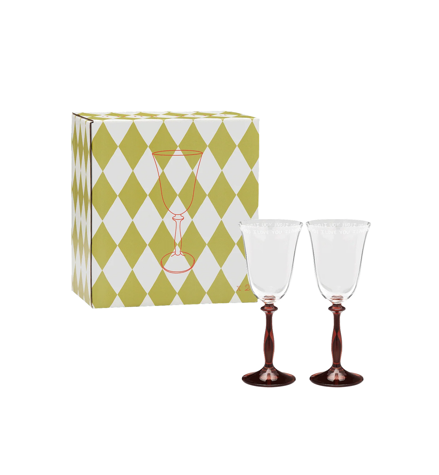 I love you Wine Glass Set of 2