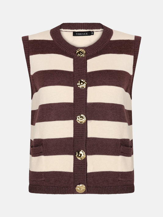 YDENCE Knitted Top Judith Brown & Ecru