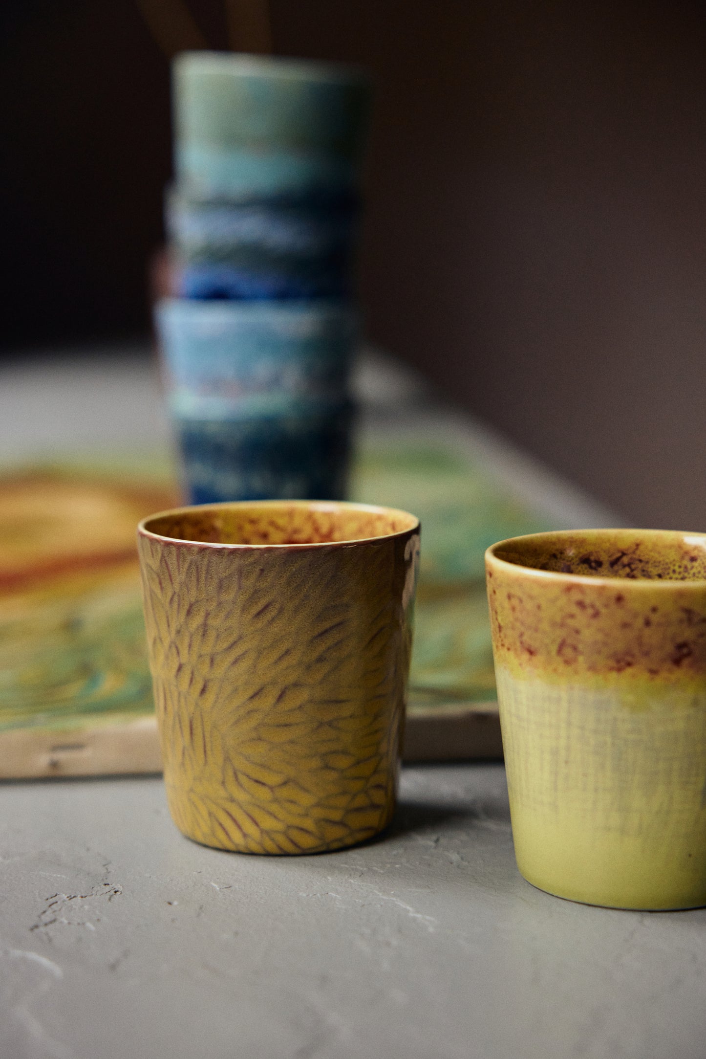 HKLIVING 70’s Ceramics van Gogh Sunflower set van 2