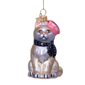 Vondels Amsterdam Ornament glass Cat with Barret and Scarf
