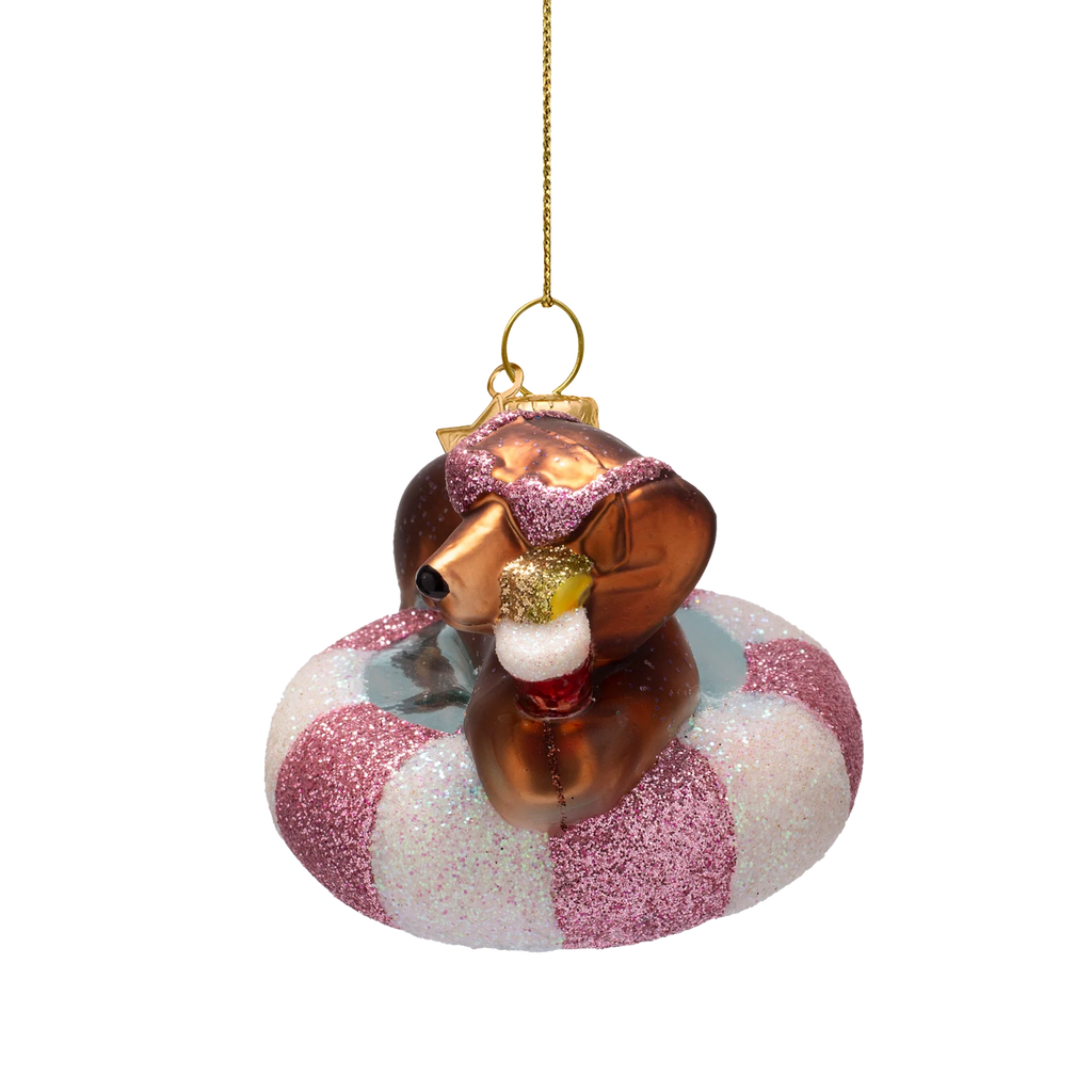 Vondels Amsterdam Ornament glass Mutlicolor Dog on Pool Float