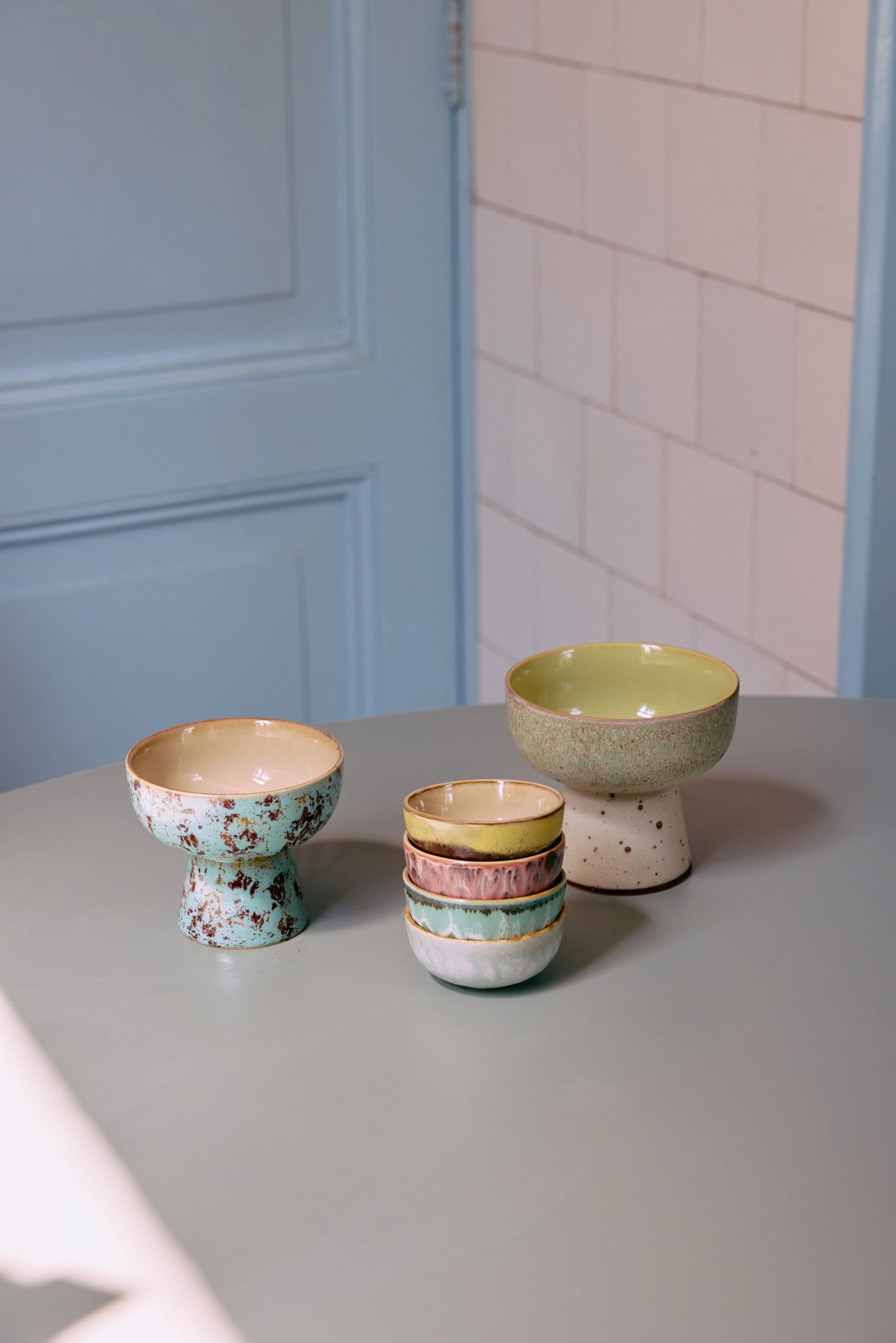 HKLIVING 70s ceramics Tapas Bowl S on Base Patina