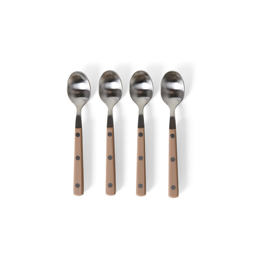 HKLIVING 70s cutlery tea spoons taupe set of 4