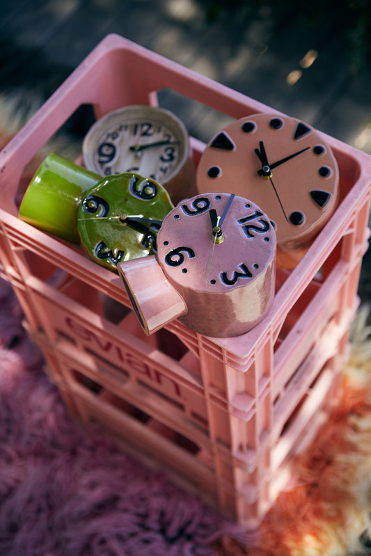 HKLIVING 70s ceramics Retro keramische klok Roze