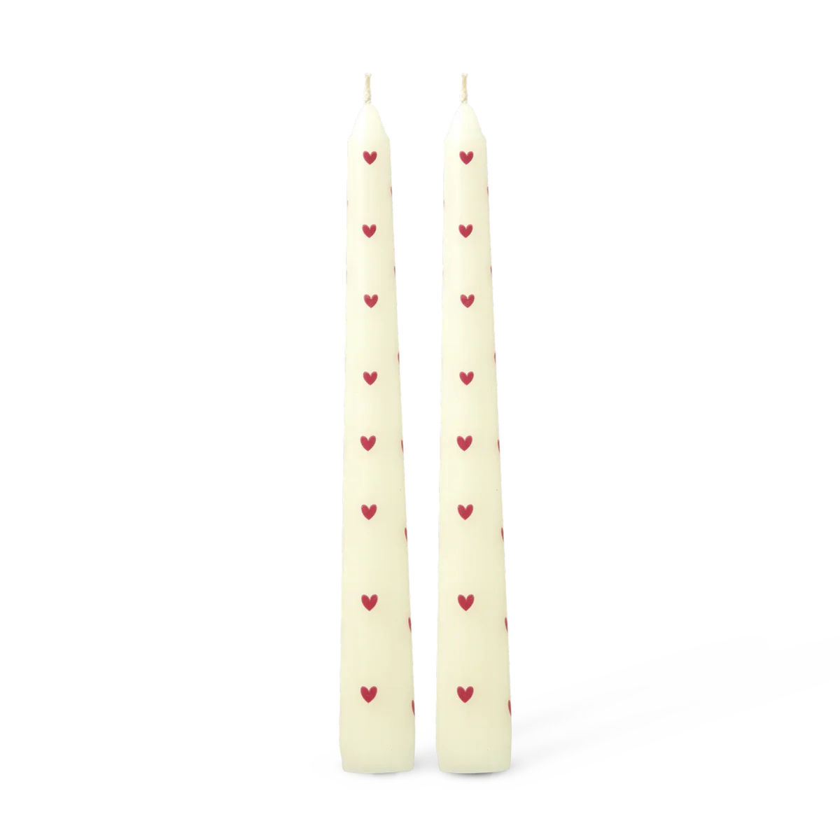 RICE Paraffinewas Kaars Crème Heart Print - Set van 2