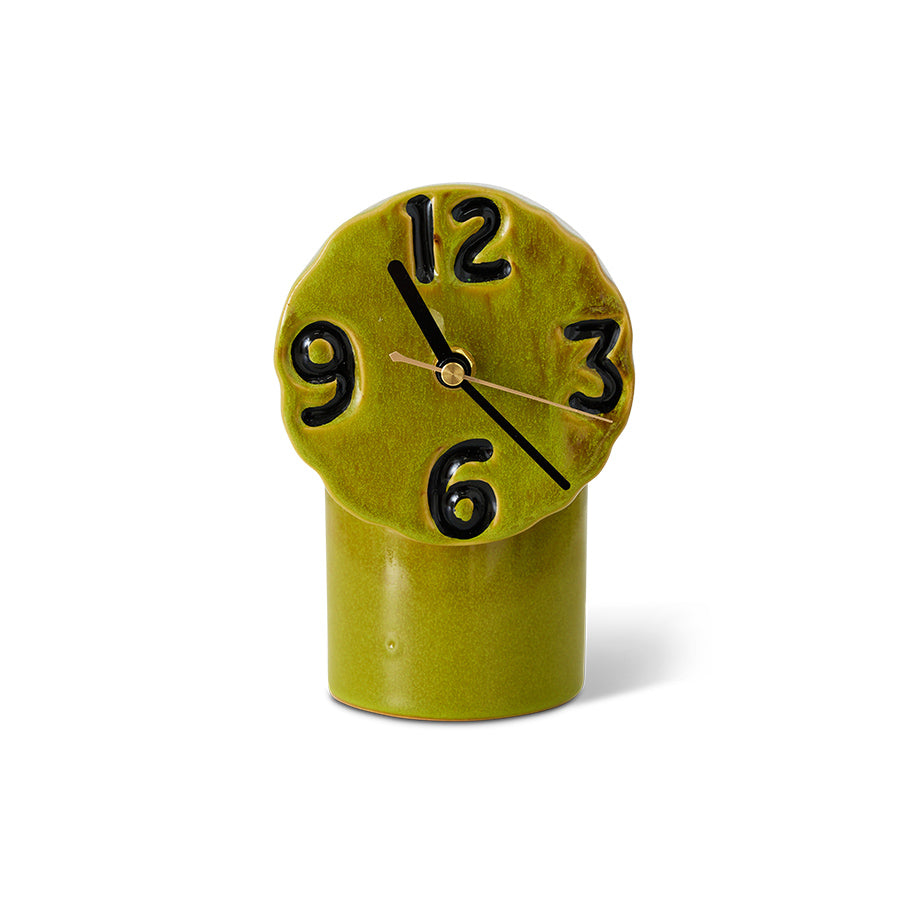 HKLIVING 70s ceramics Retro keramische klok Olive