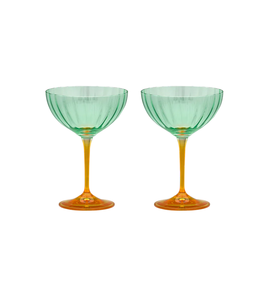 Anna + Nina Jazzy Arancia Optic Champagne Glasses Set