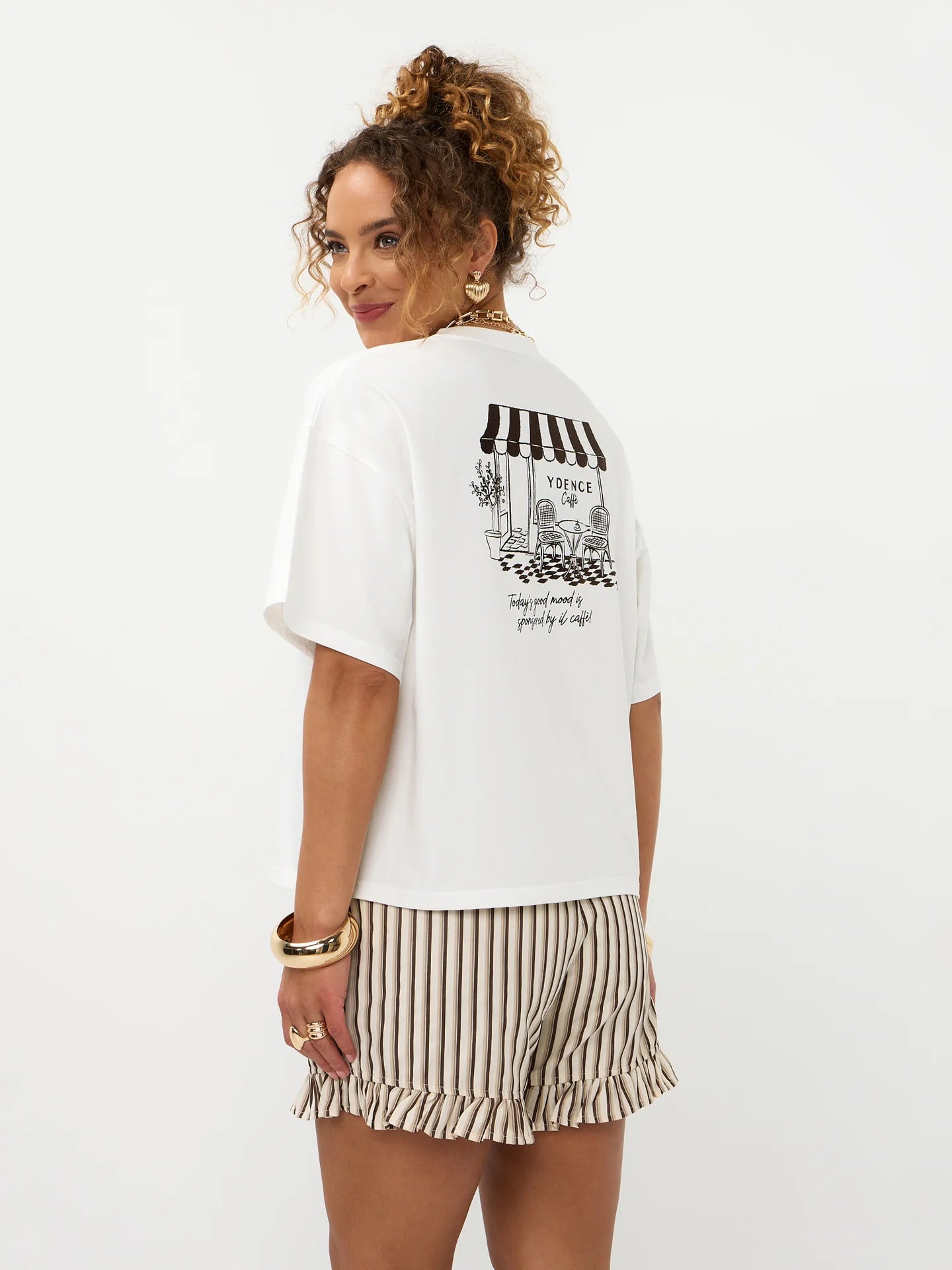 YDENCE T-shirt Café Off-White
