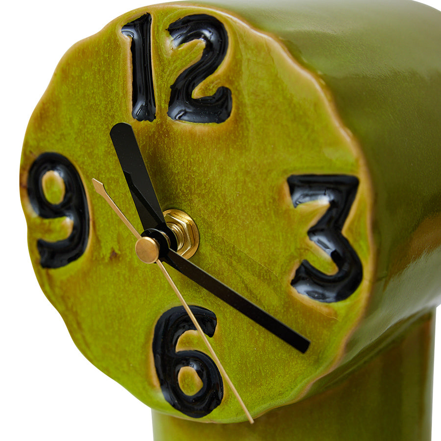 HKLIVING 70s ceramics Retro keramische klok Olive