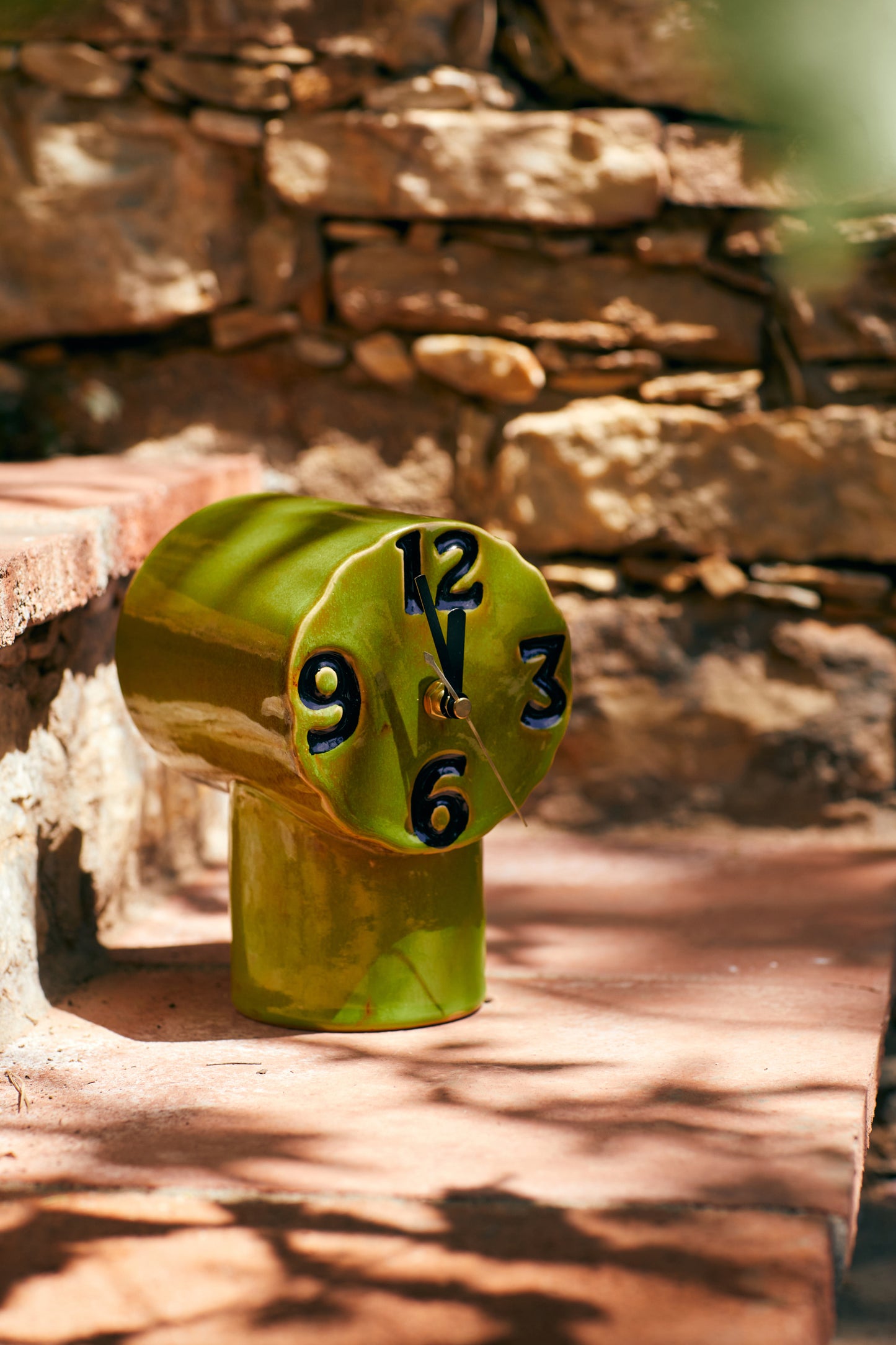 HKLIVING 70s ceramics Retro keramische klok Olive