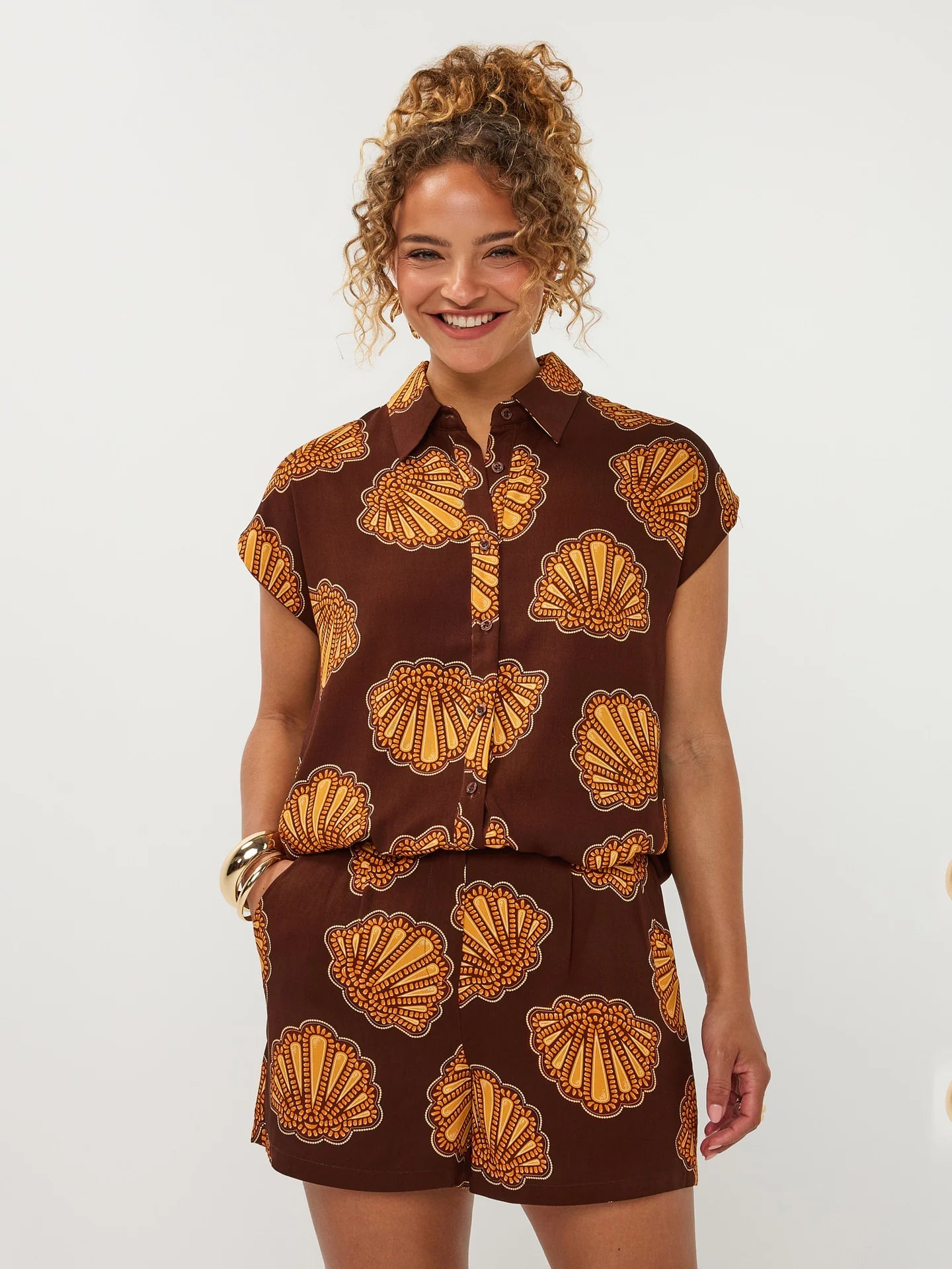 YDENCE Blouse Veronica Brown Shells