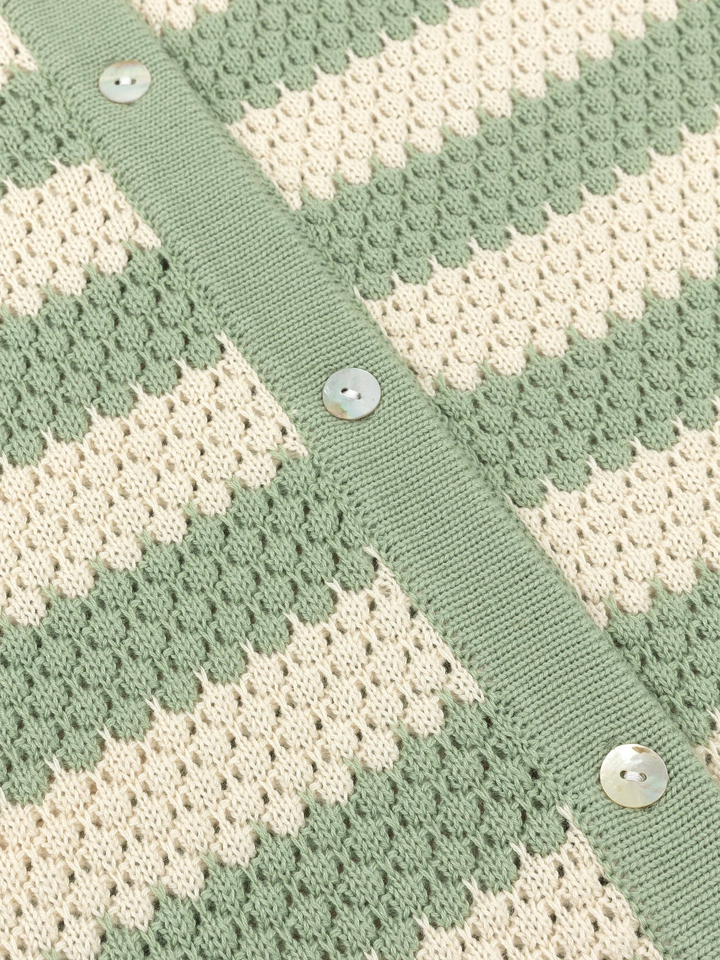 YDENCE Knitted Top Janouk Sage Green & Ecru
