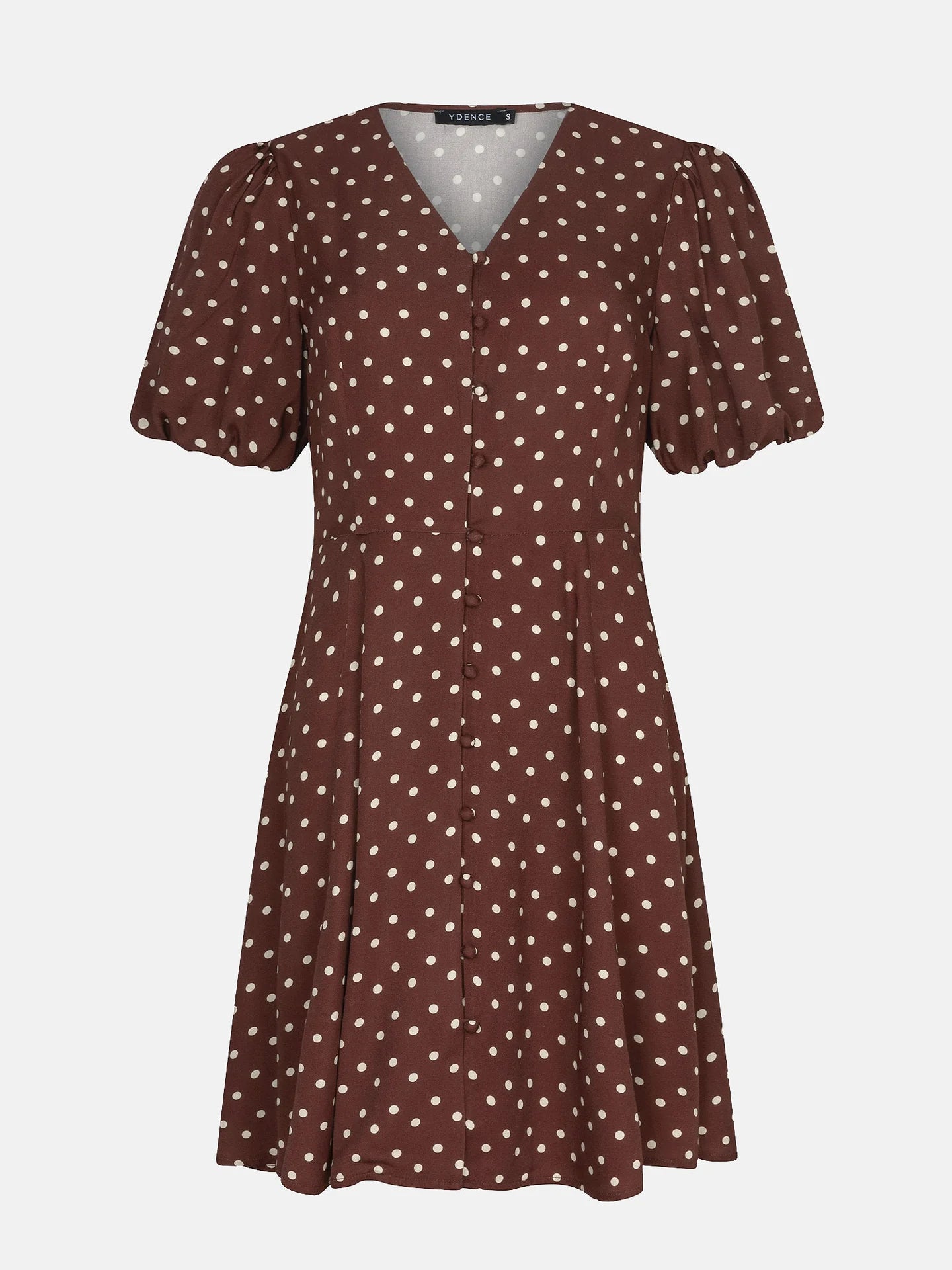 YDENCE Dress Amaya Brown Polkadot