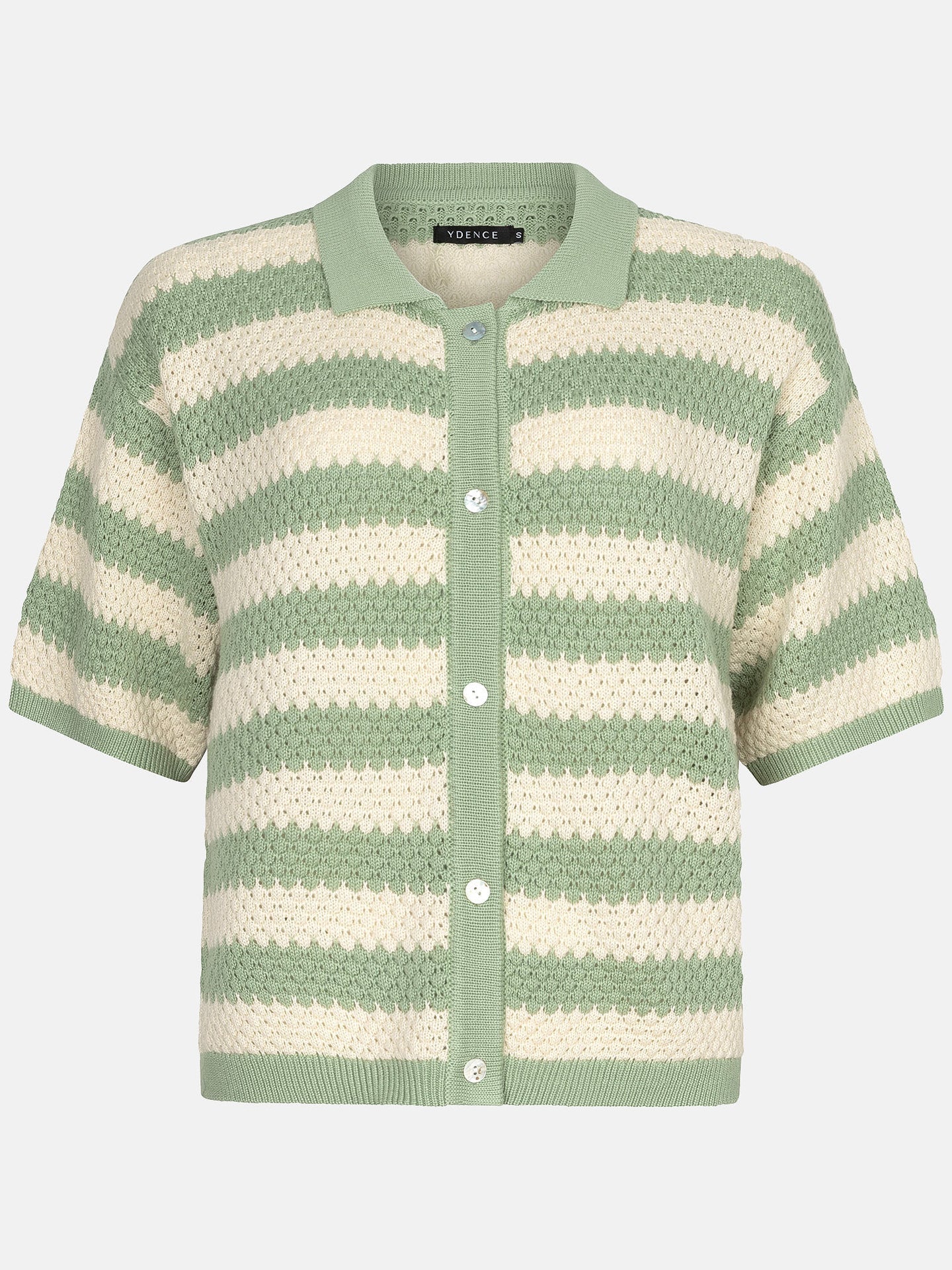 YDENCE Knitted Top Janouk Sage Green & Ecru
