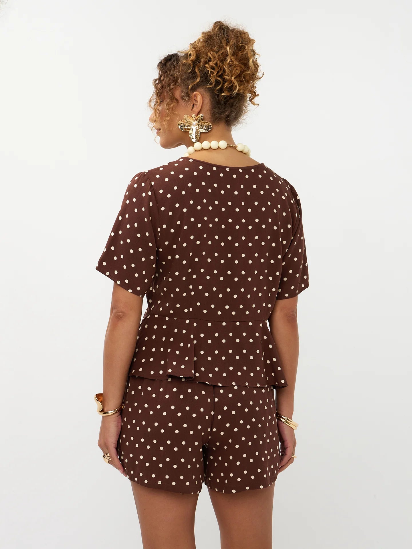 YDENCE Top Luna Brown Polkadot