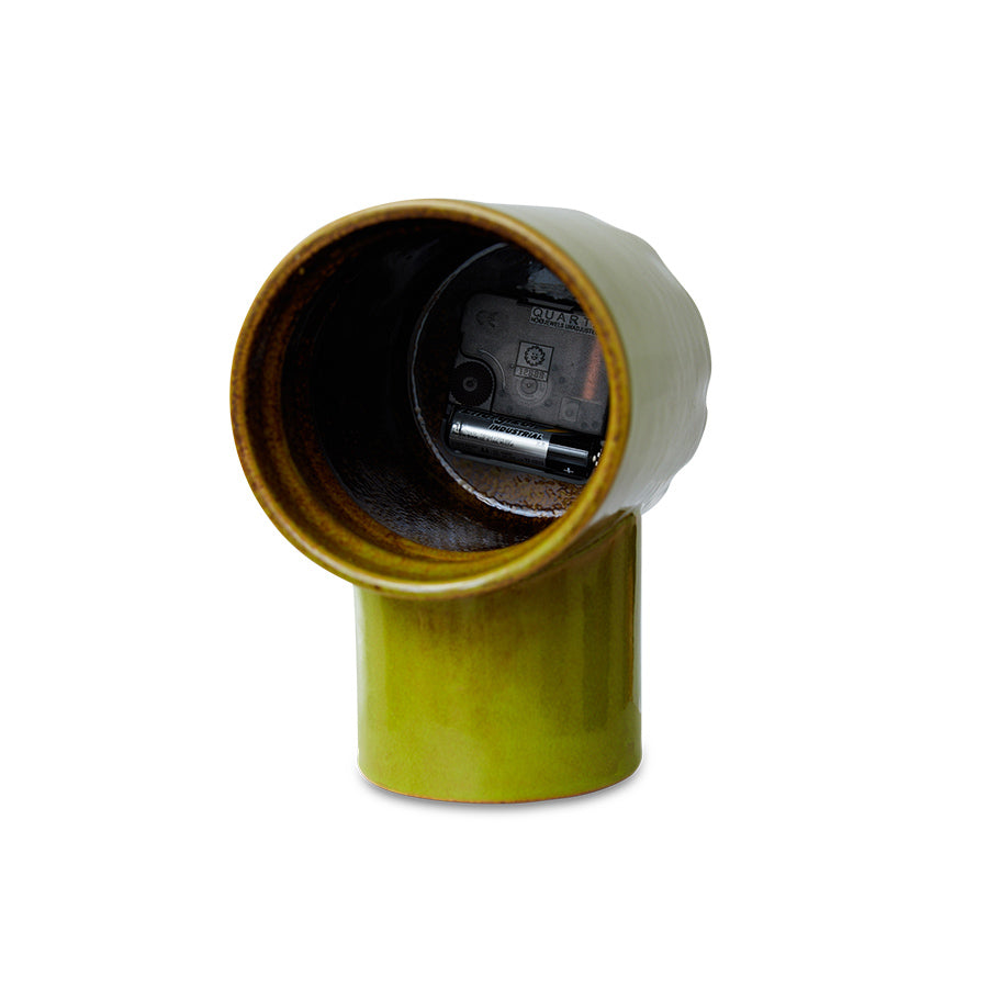 HKLIVING 70s ceramics Retro keramische klok Olive