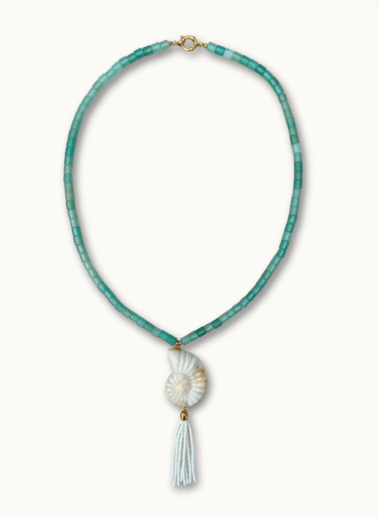 Bonnie Studios Green Shell Tassel Ketting