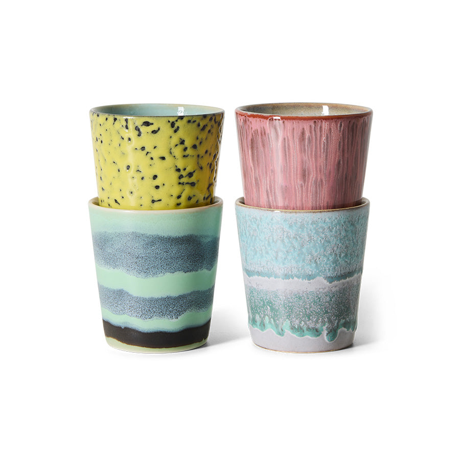 HKLIVING 70’s Ceramics Coffee mugs set of 4 Artistic