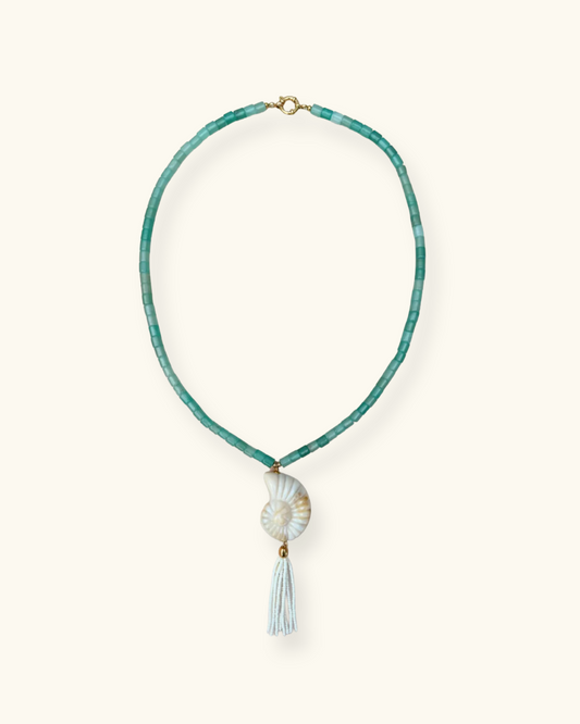 Bonnie Studios Green Shell Tassel Ketting