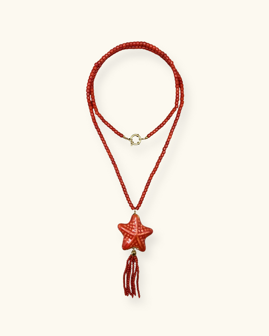 Bonnie Studios Red Coral Tassel Ketting