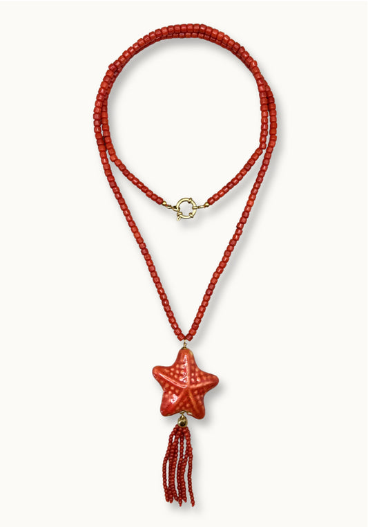 Bonnie Studios Red Coral Tassel Ketting