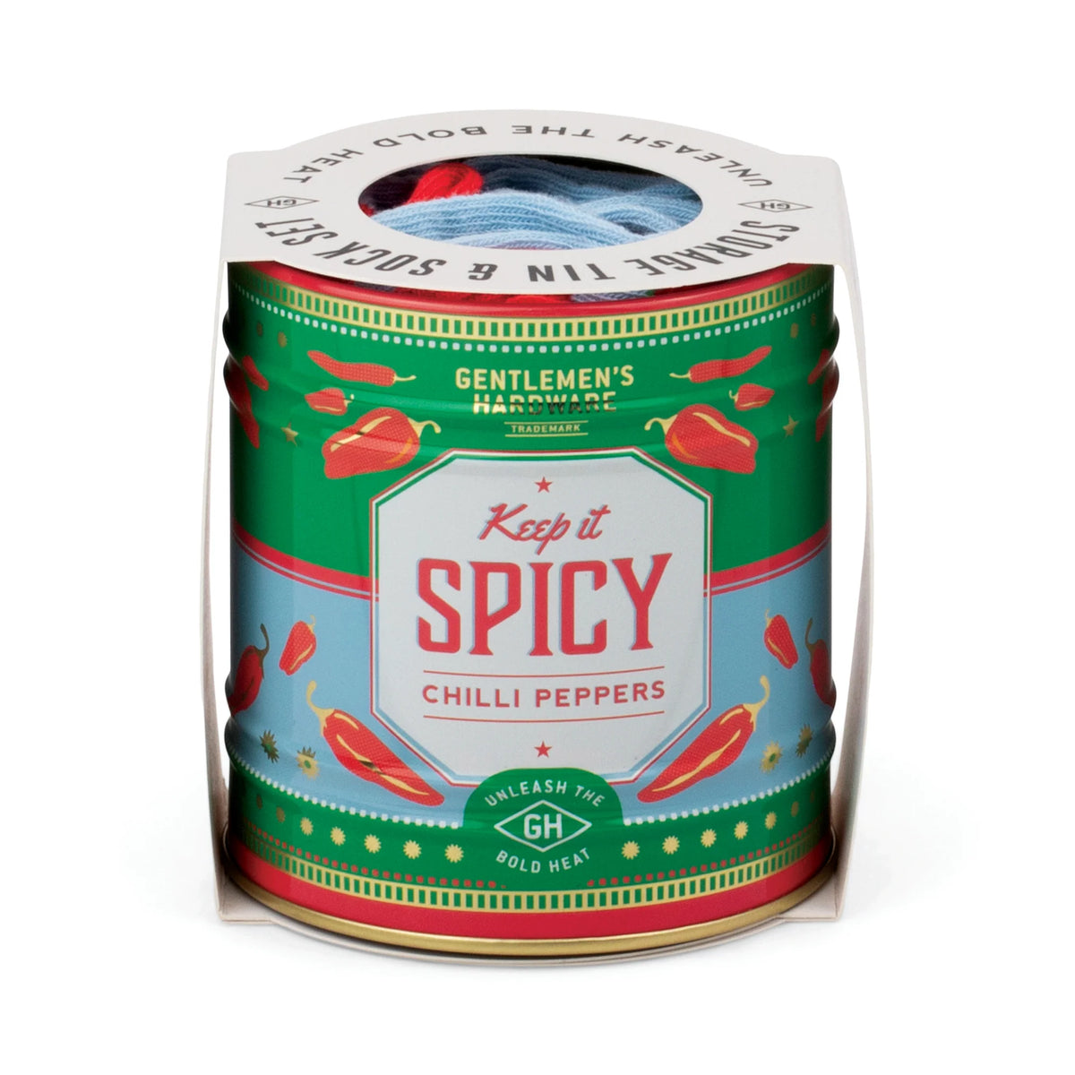 Sokken in Blik Chili