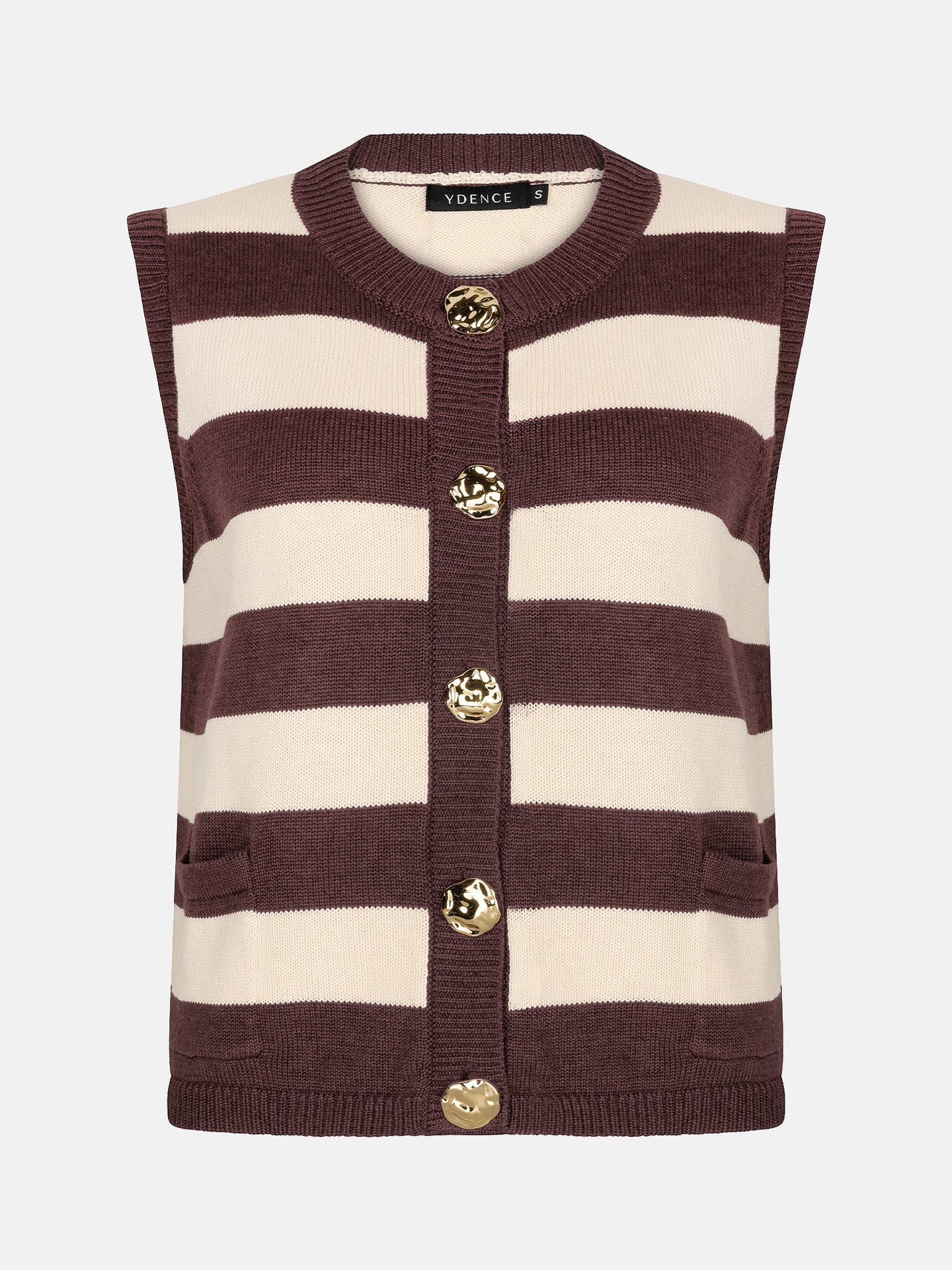 YDENCE Knitted Top Judith Brown & Ecru