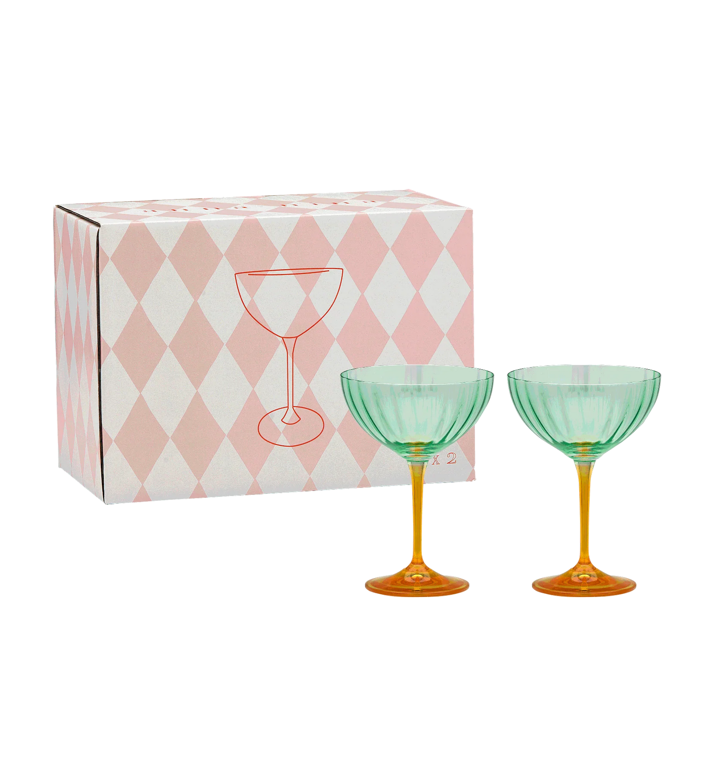 Anna + Nina Jazzy Arancia Optic Champagne Glasses Set