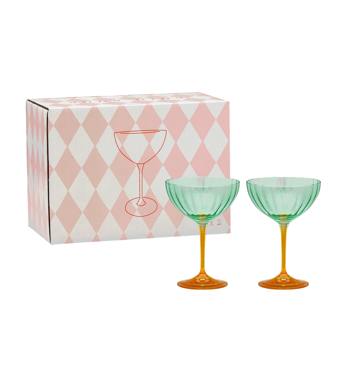 Anna + Nina Jazzy Arancia Optic Champagne Glasses Set