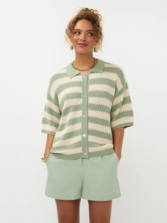 YDENCE Knitted Top Janouk Sage Green & Ecru