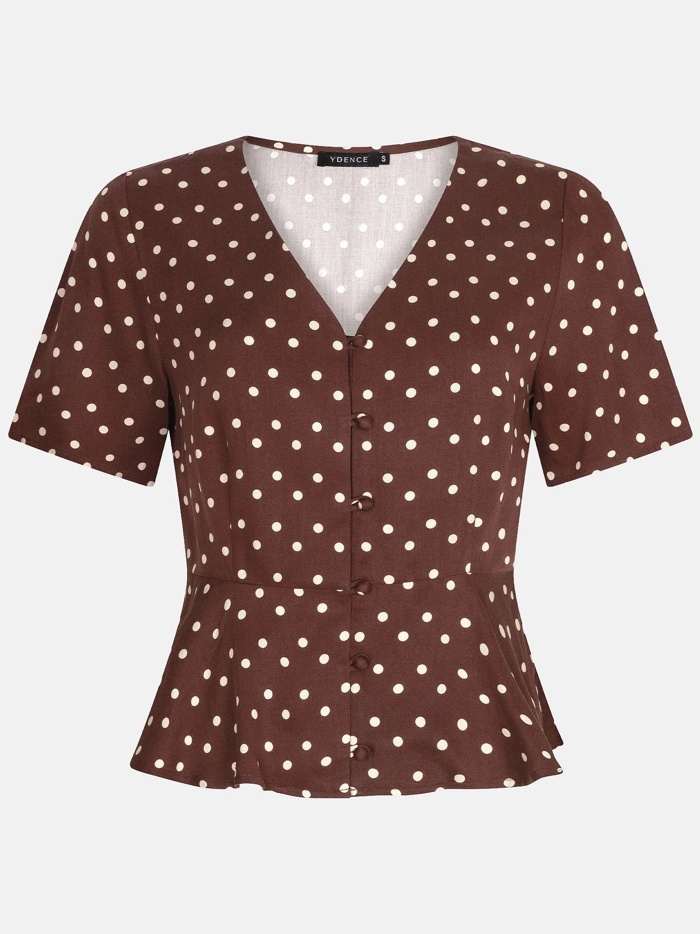 YDENCE Top Luna Brown Polkadot