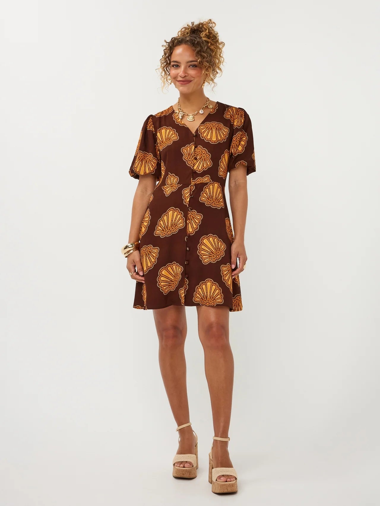 YDENCE Dress Nika Brown Shells