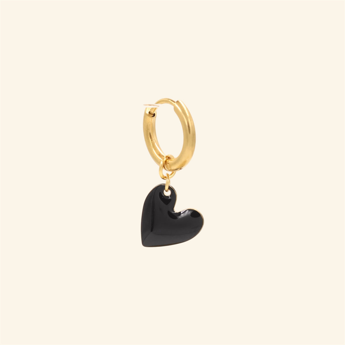 Mini Heart oorbel Zwart
