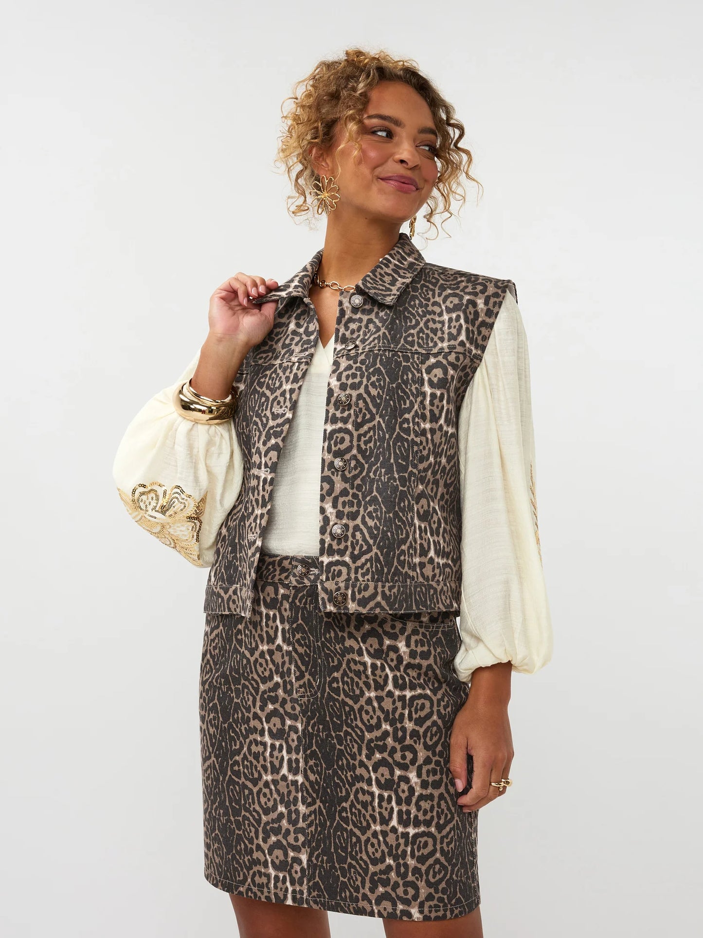 YDENCE Gilet Tara Leopard
