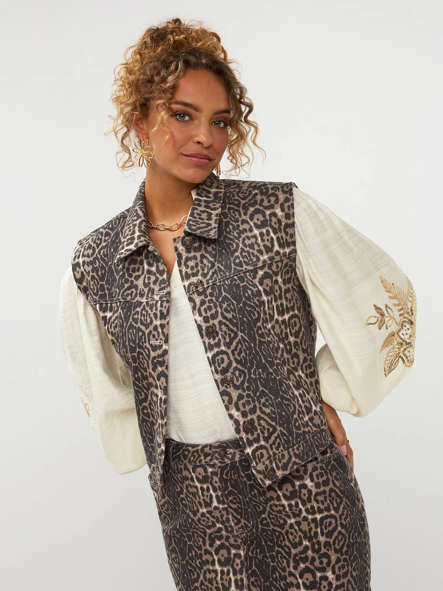 YDENCE Gilet Tara Leopard