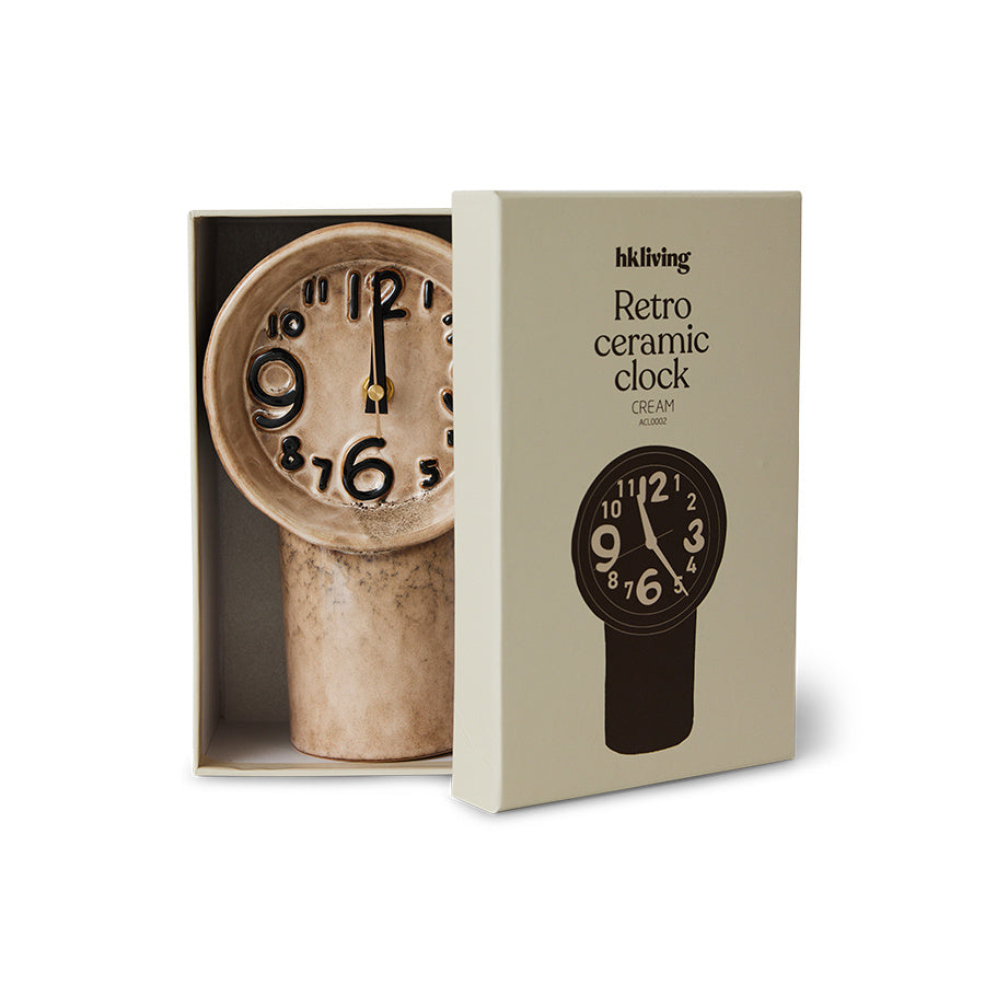 HKLiving 70’s Retro ceramic clock crème